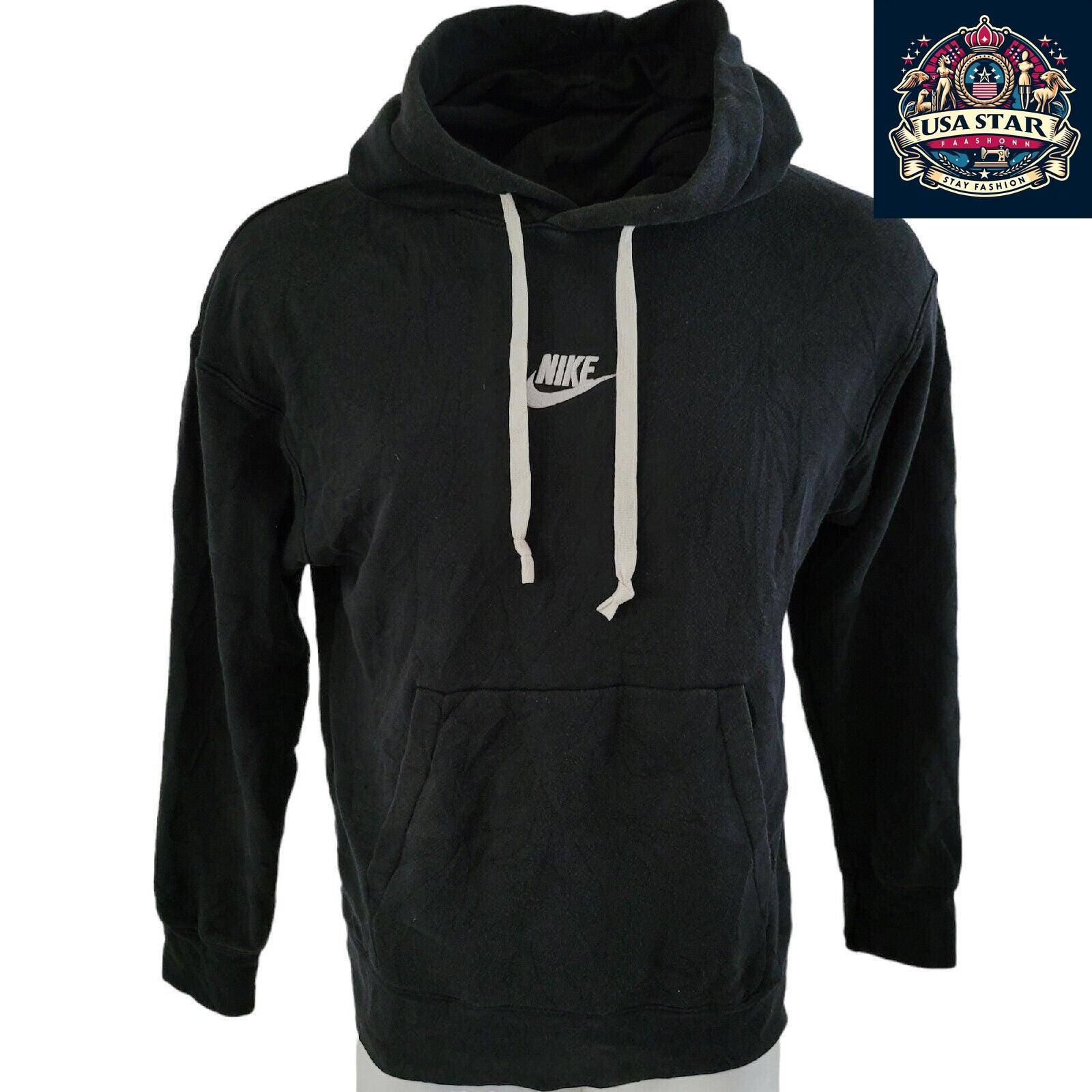 Nike Pullover Hoodie for Men, Medium Black - Comfortable, Durable, Adjustable Hood, Front Pocket - USASTARFASHION