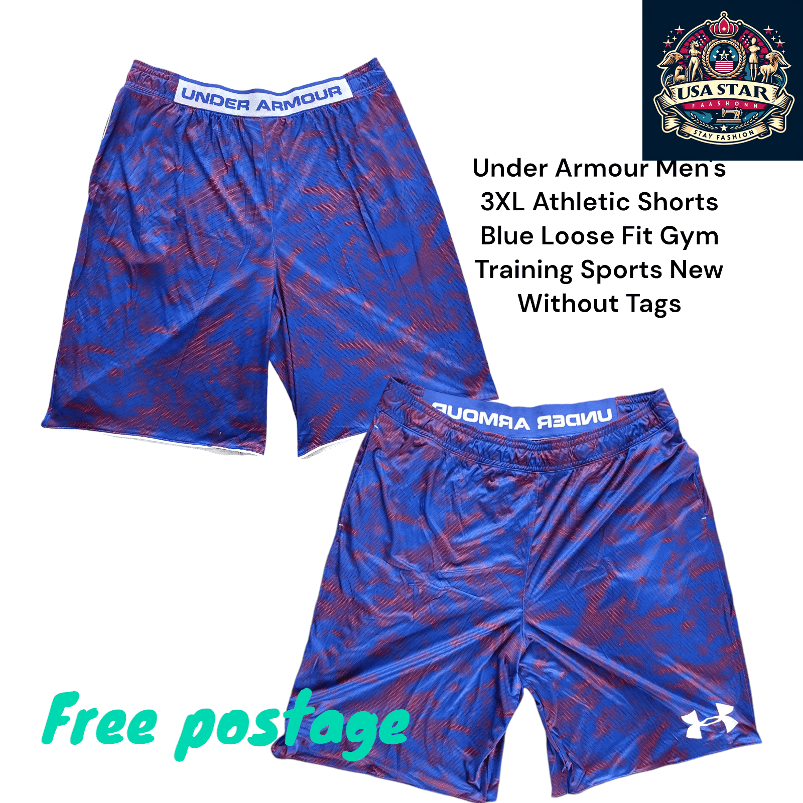 Men's Under Armour Athletic Shorts, Blue Loose Fit, Moisture-Wicking, Lightweight Fabric, Gym & Training - USASTARFASHION