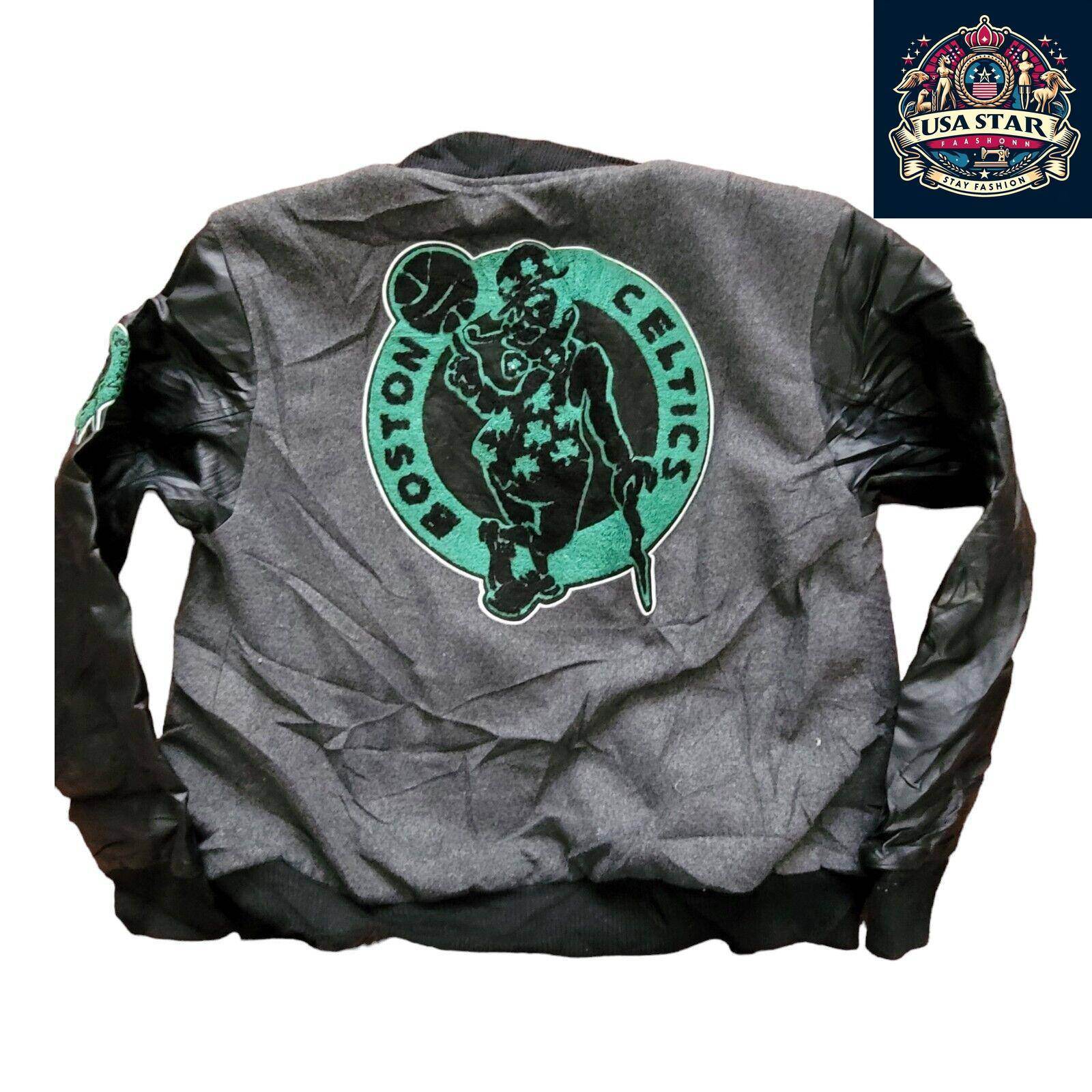 NBA Youth 100% Wool Boston Celtics Varsity Jacket in Kelly Green for Game Day Style - USASTARFASHION