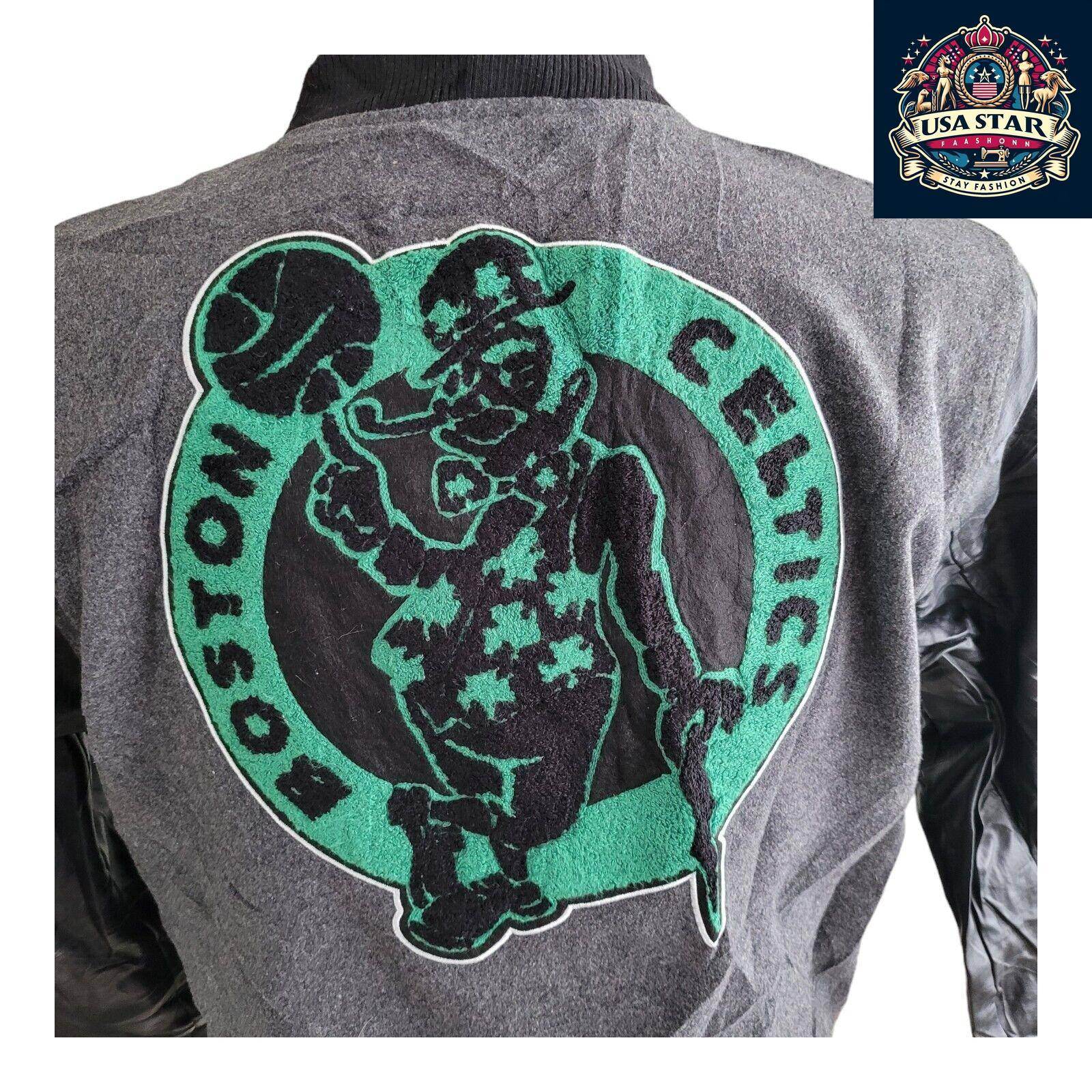 NBA Youth 100% Wool Boston Celtics Varsity Jacket in Kelly Green for Game Day Style - USASTARFASHION