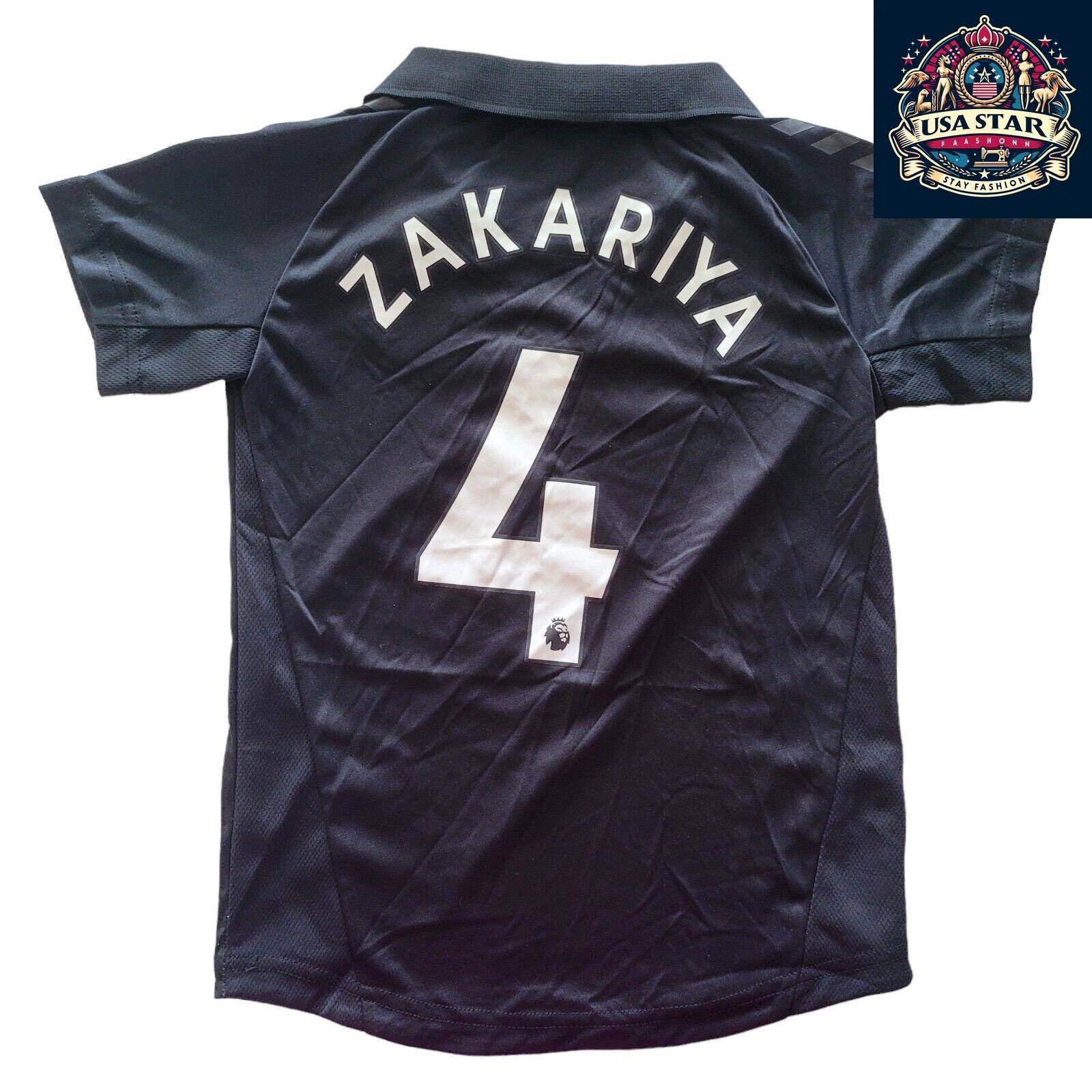 Hummel Everton Away Jersey 5-6Y with CAZOO Logo & Zakariya #4, Black Red Stripe - USASTARFASHION