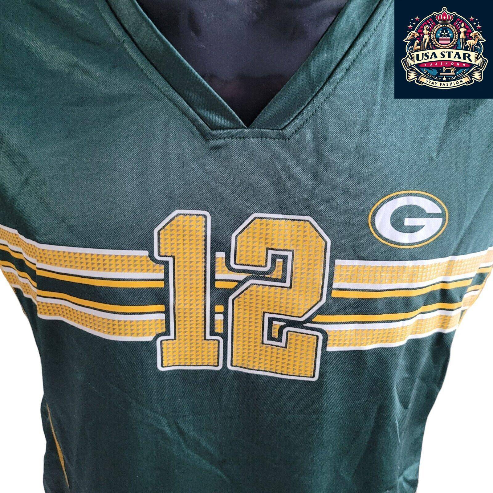 Green Bay Packers Women's Jersey Large Featuring Aaron Rodgers #12 - Official NFL Team Apparel - USASTARFASHION