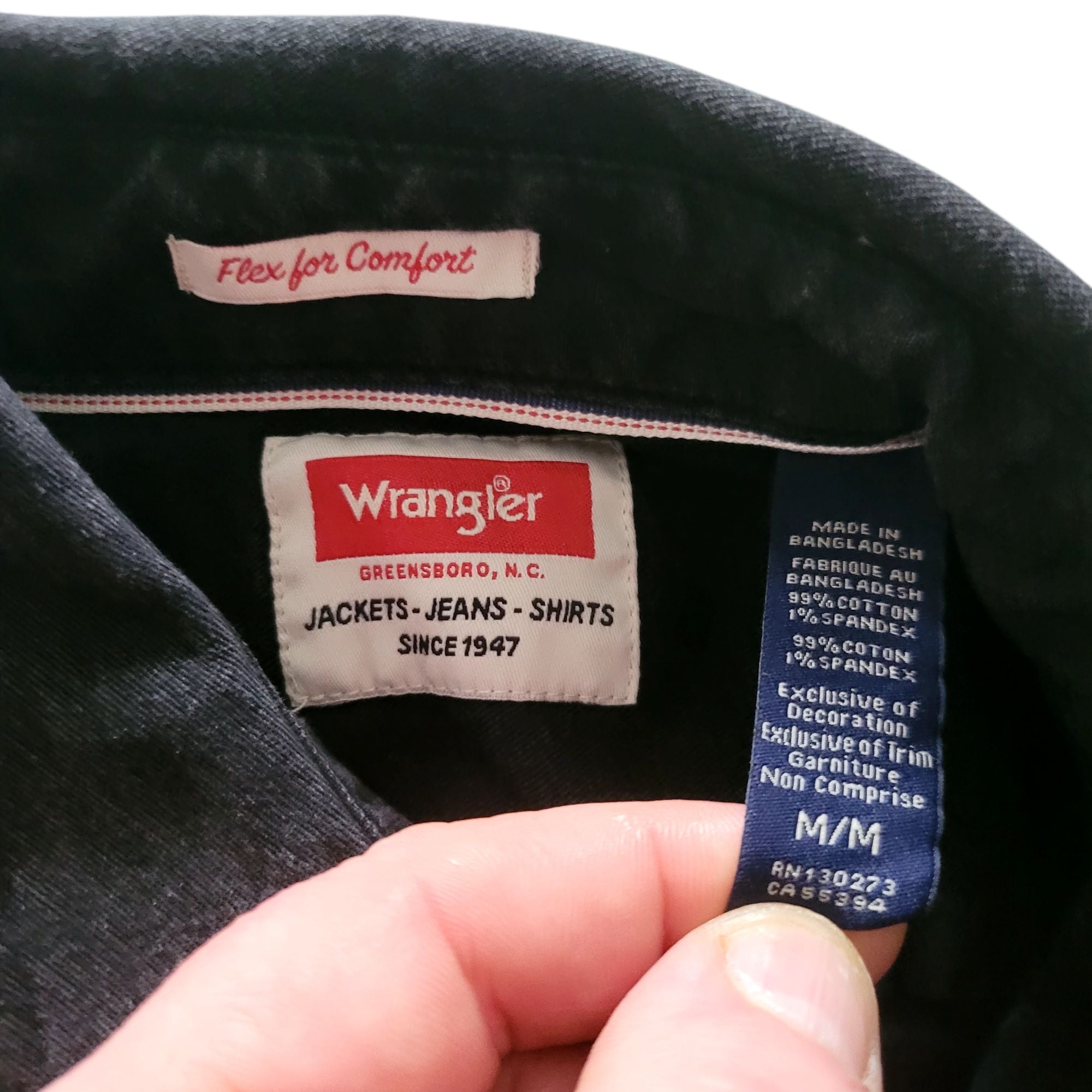 Vintage Wrangler Flex Western Shirt – Faded Black, Size M - USASTARFASHION