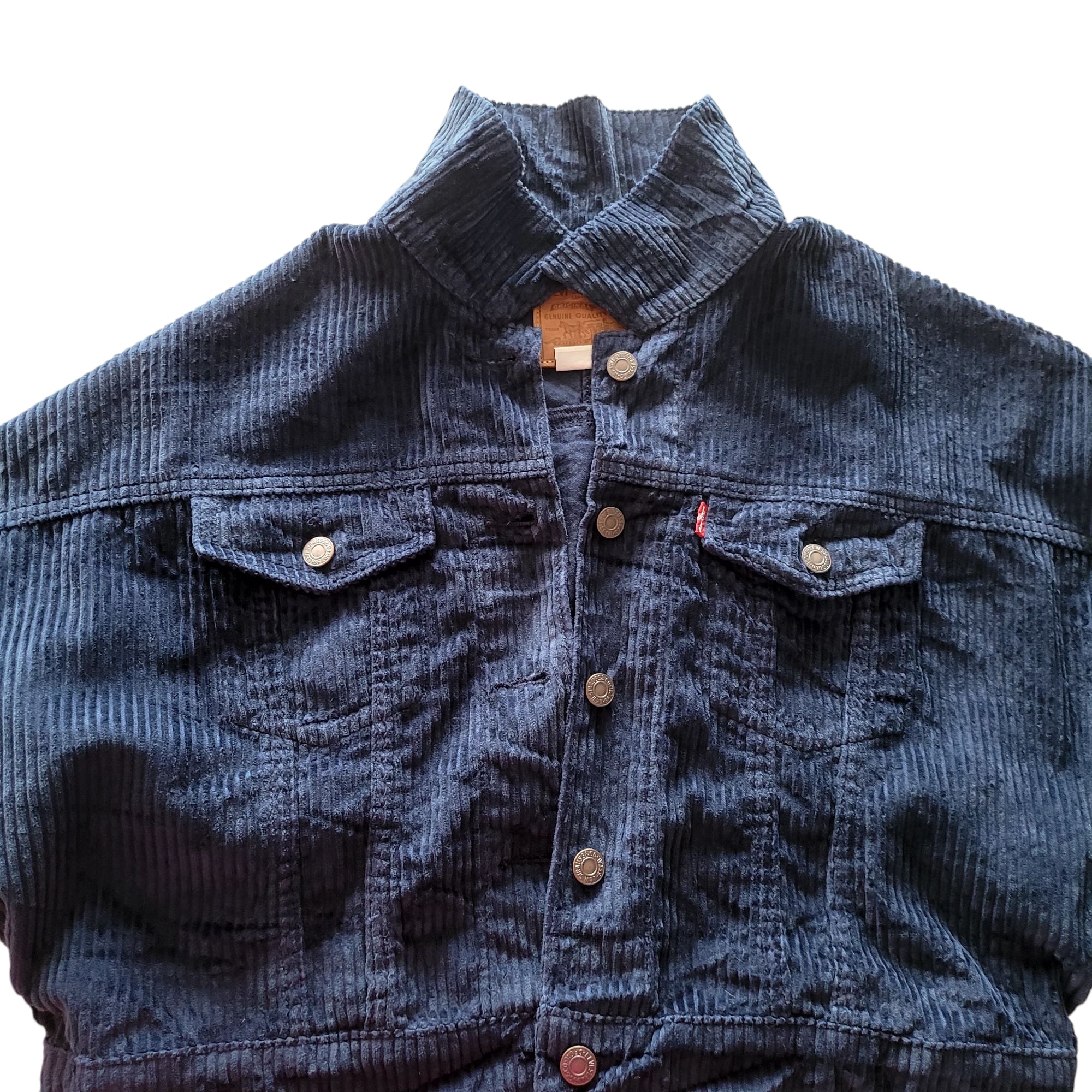 Levi’s Premium Navy Boxy Corduroy Trucker Jacket – Size M