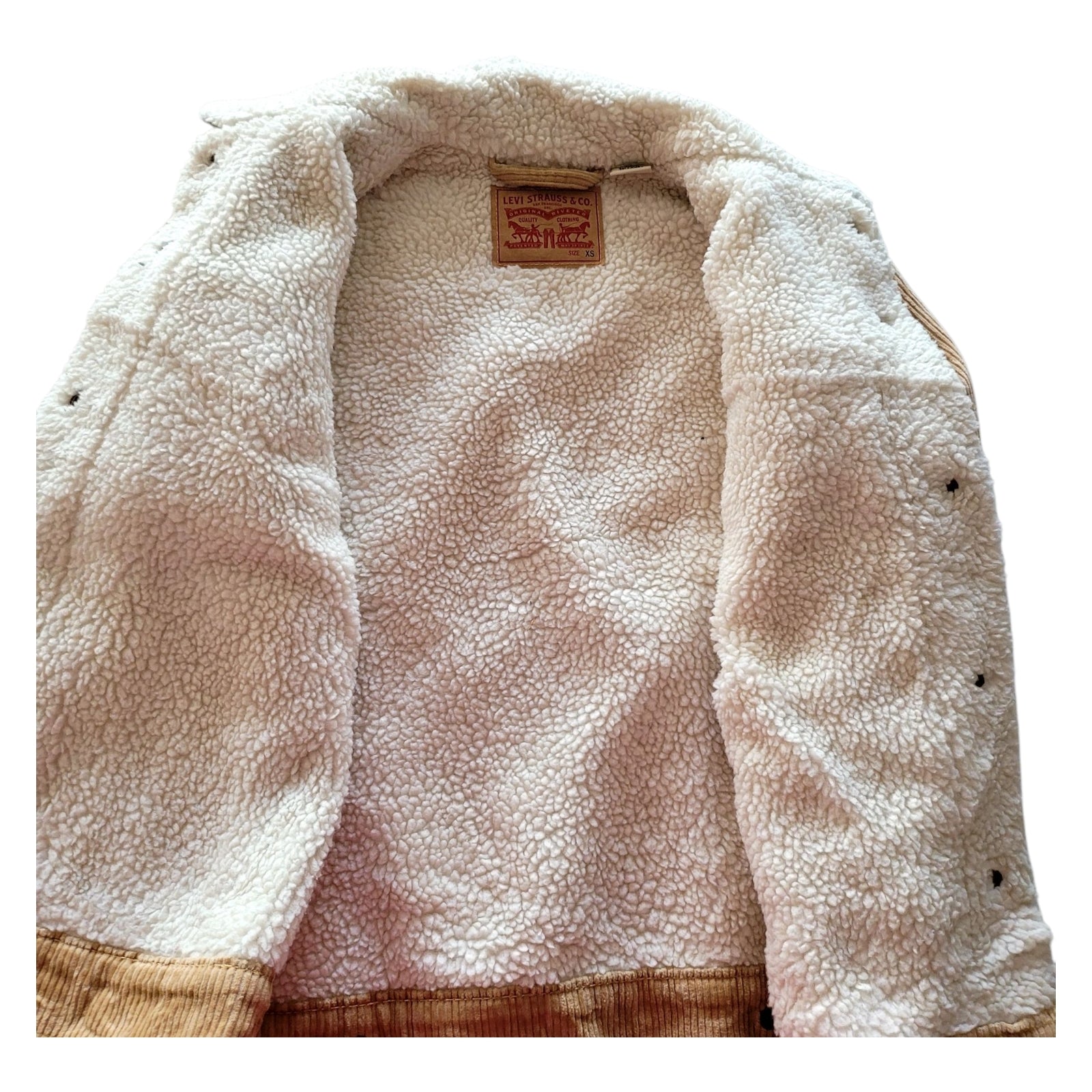 Levi's Tan Corduroy Sherpa Trucker Jacket - Size XS