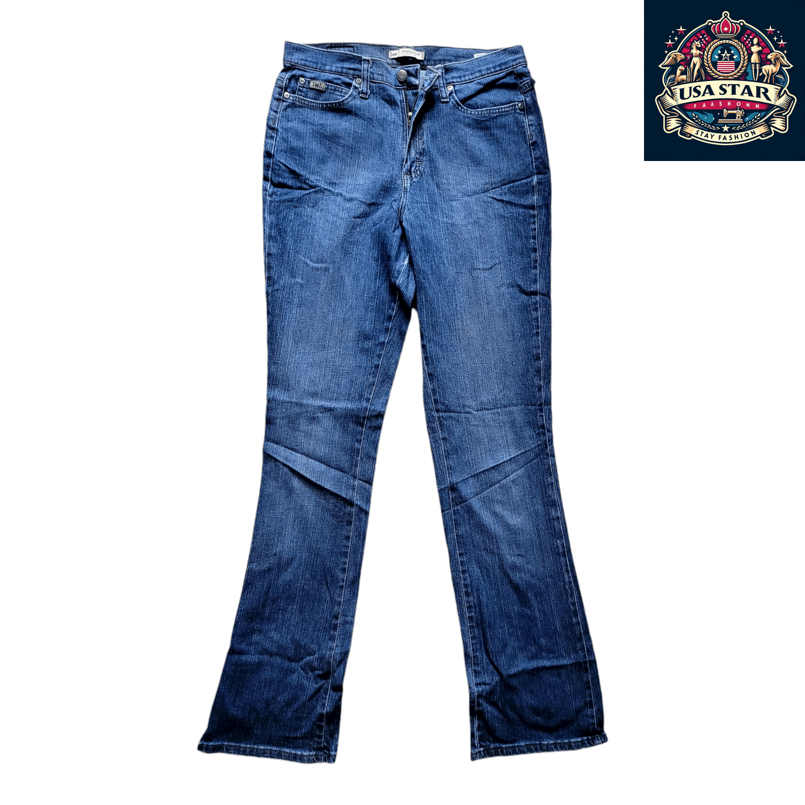 Lee Women's Relaxed Bootcut Jeans Size 8 Long in Blue Denim, Flattering Fit for Everyday Comfort - USASTARFASHION