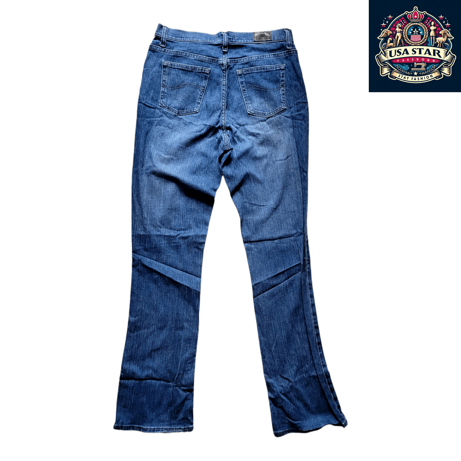 Lee Women's Relaxed Bootcut Jeans Size 8 Long in Blue Denim, Flattering Fit for Everyday Comfort - USASTARFASHION