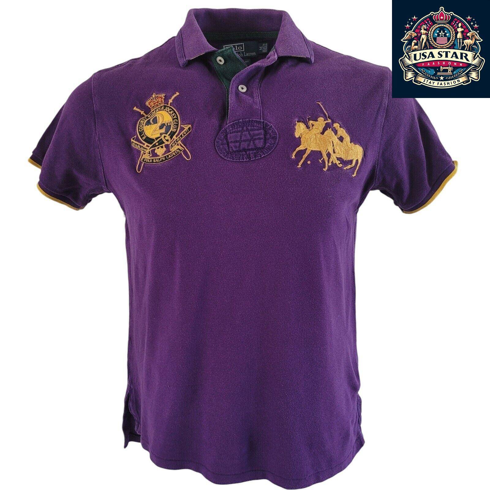 Ralph Lauren Polo Shirt MCMLXVII Men's Purple 100% Cotton Size M - Custom Fit & Stylish Design - USASTARFASHION