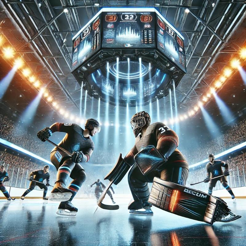 a group of hockey players standing on top of a ice rink