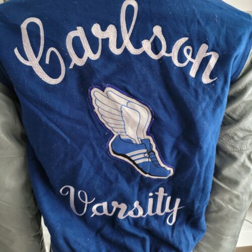 Holloway Especially for DoSans Flat Carlson Versity Jacket - Amanda - Blue Wool - USASTARFASHION