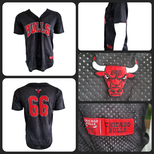 Chicago Bulls Jersey #66, Medium, Black Mesh, Used, Authentic NBA Fan Apparel - USASTARFASHION