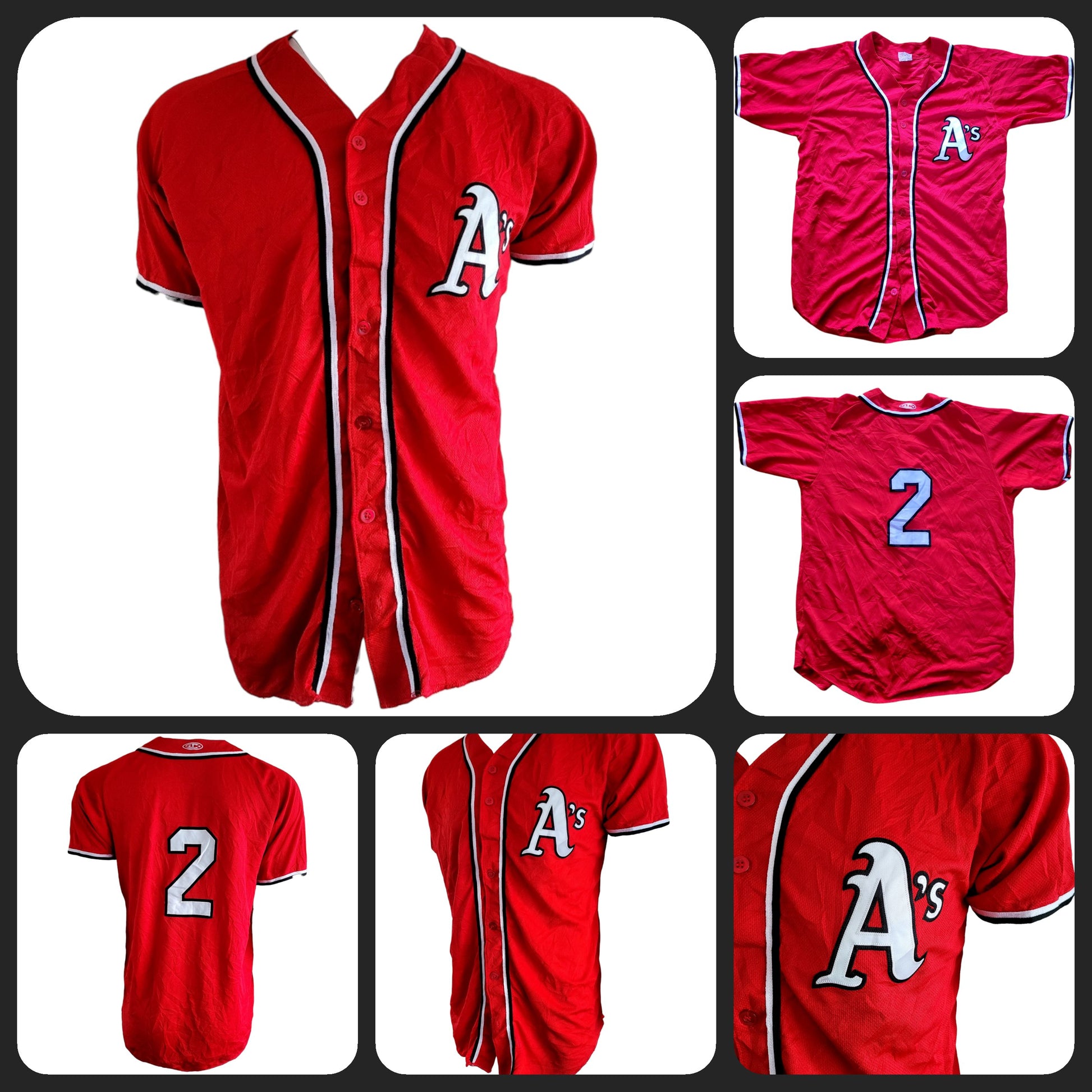 a red baseball jersey with a number on it