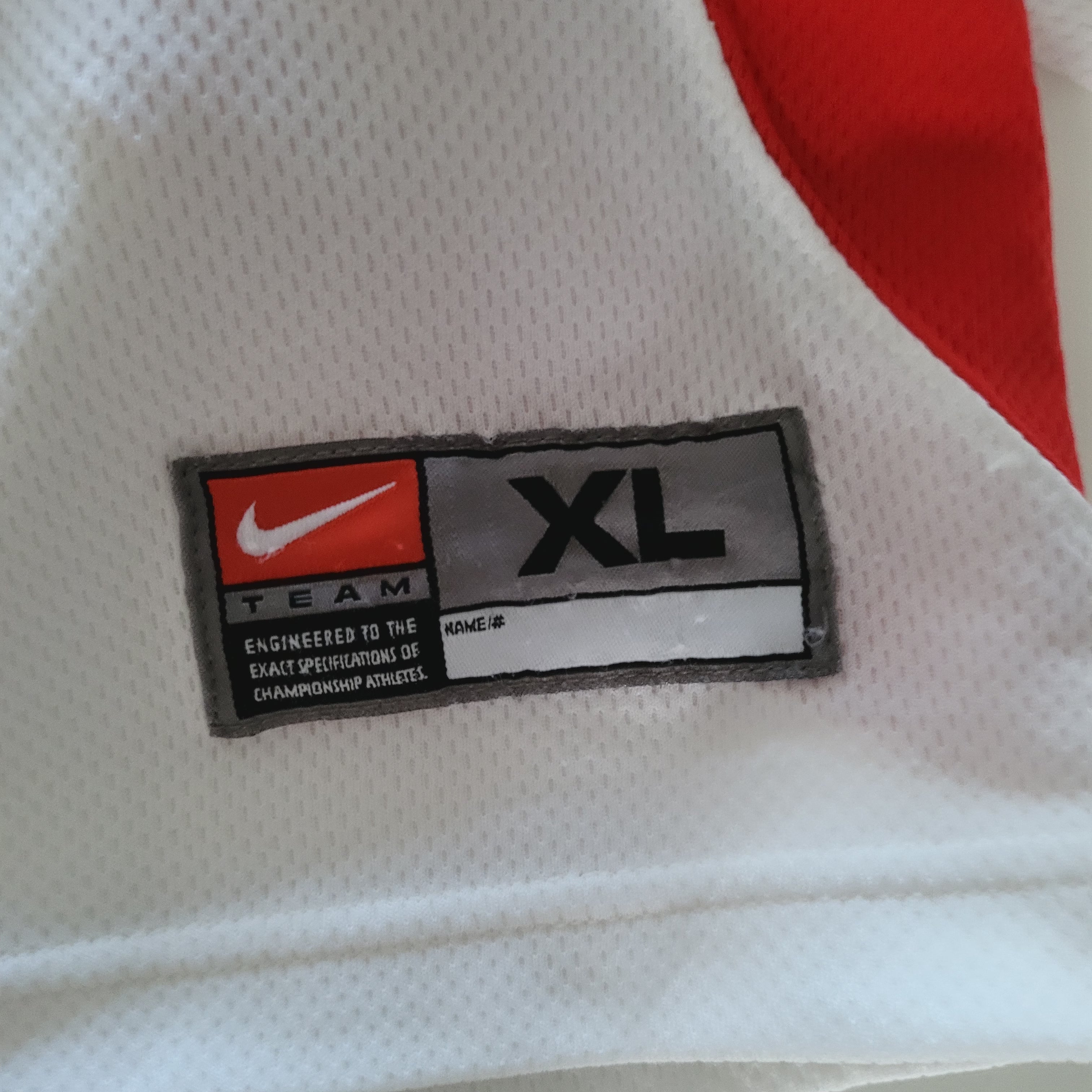 Scots Football Jersey #14 by Nike, XL Unisex, White & Red, Shorter Length Design, 100% Polyester - USASTARFASHION