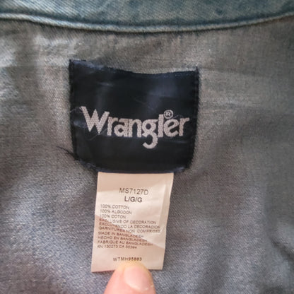 Vintage Wrangler Cowboy Cut Denim Shirt – Size L, NWOT - USASTARFASHION