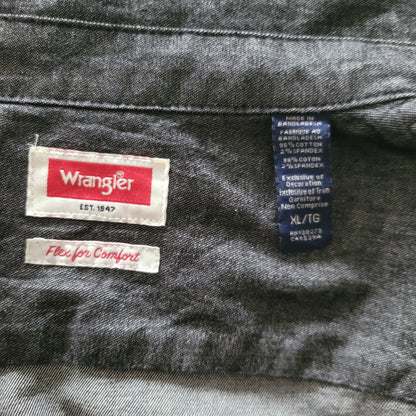 Vintage Wrangler Flex Western Shirt – Charcoal Black, XL - USASTARFASHION
