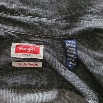 Vintage Wrangler Flex Western Shirt – Charcoal Black, Size L - USASTARFASHION