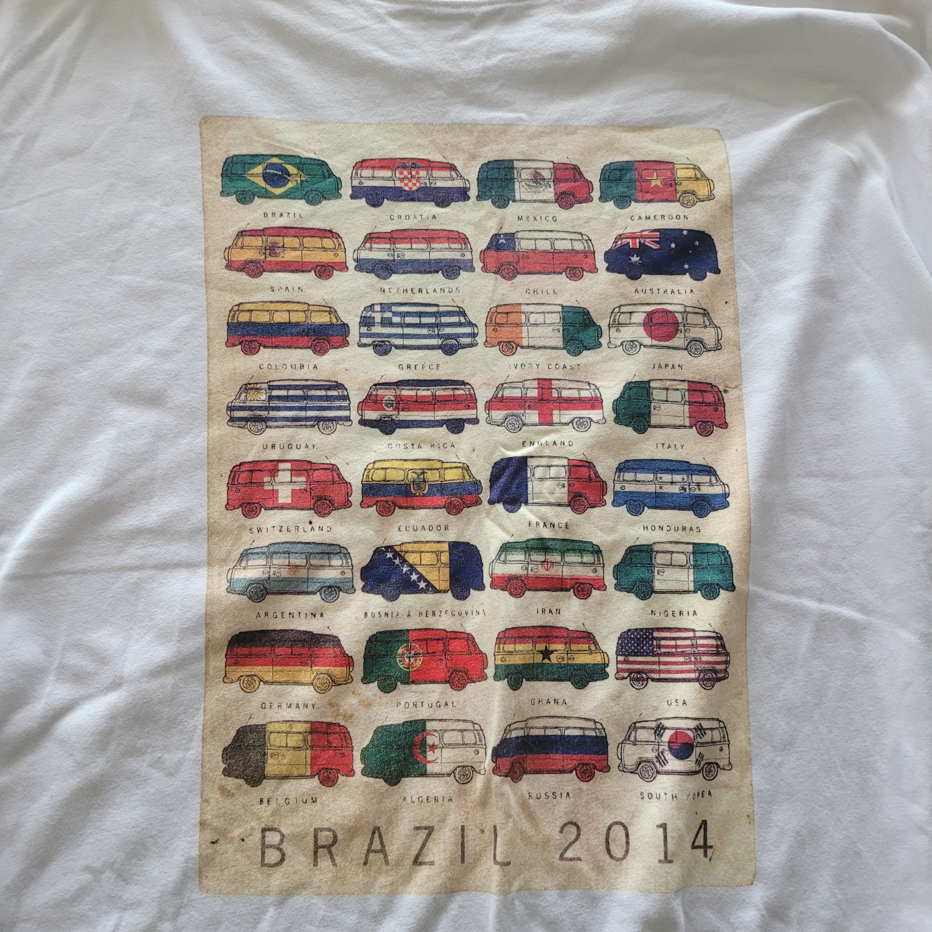 Fat Face Brazil 2014 Print T-Shirt – White, Size XXL - USASTARFASHION