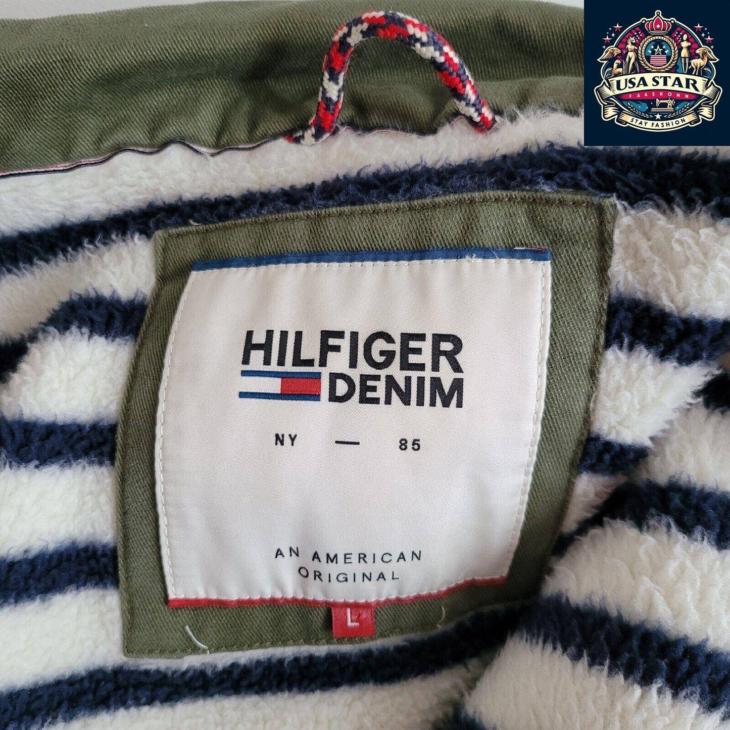 Tommy Hilfiger Denim Military Field Jacket, Four Pocket Design, Size Large, Grade A Vintage - USASTARFASHION