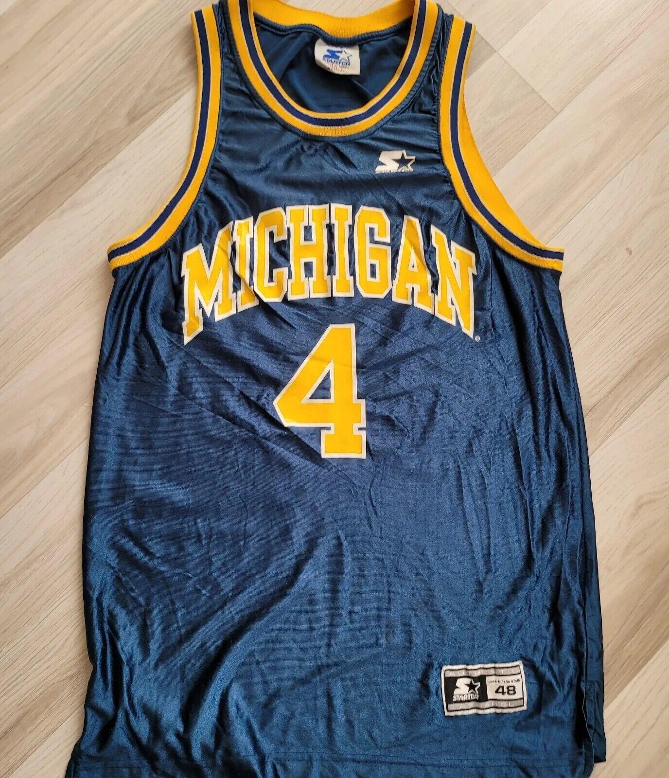 Michigan Chris Webber Starter #4 Vintage Basketball Jersey Size 48 Large-USASTARFASHION