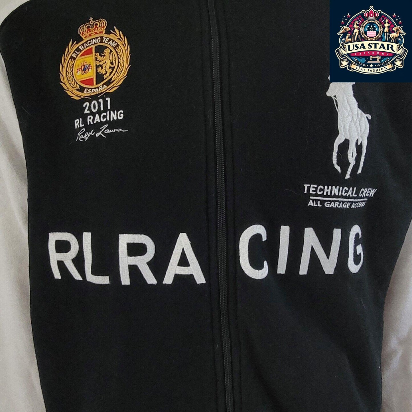 XL Polo Racing Jacket, Polo Ralph Lauren RL Racing Spain Tracksuit Top, Breathable Fabric, Classic Design - USASTARFASHION