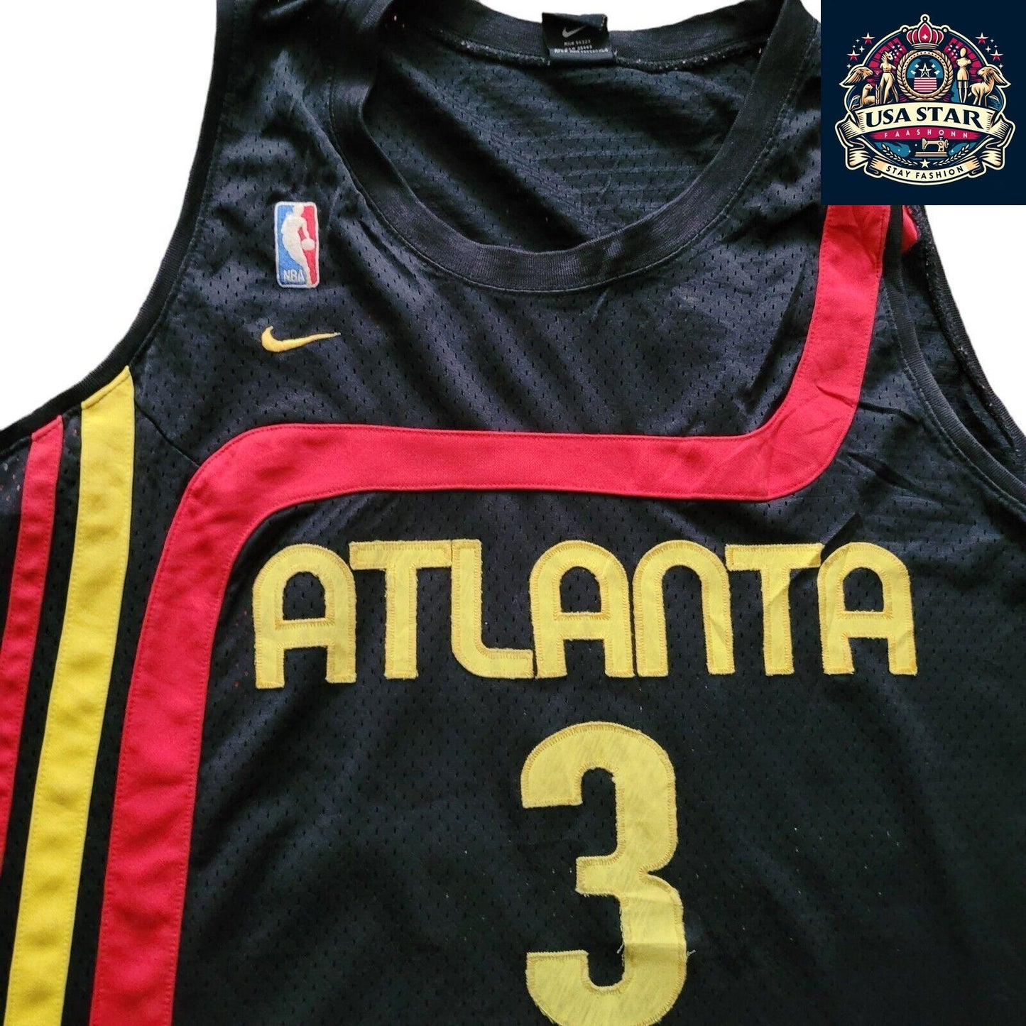 Nike Atlanta Hawks Jersey #3 Shareef Abdur-Rahim - 2XL Authentic Vintage Style, High Quality - USASTARFASHION