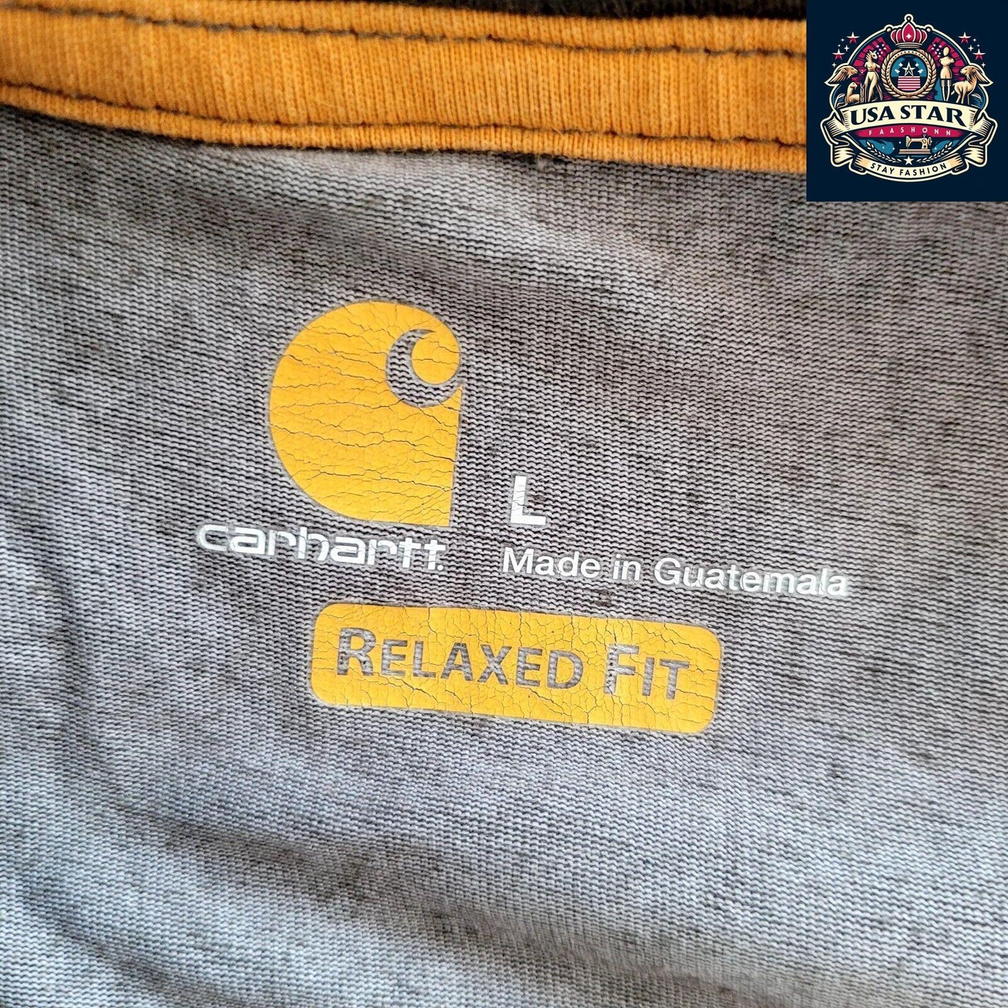 Carhartt Dark Gray T-Shirt, Relaxed Fit Men's Tee with Iconic Logo, Size Large for Comfort - USASTARFASHION