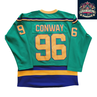 Charlie Conway Hockey Jersey 96 Mighty Ducks 1992 Green XL | Durable Breathable Fabric - USASTARFASHION