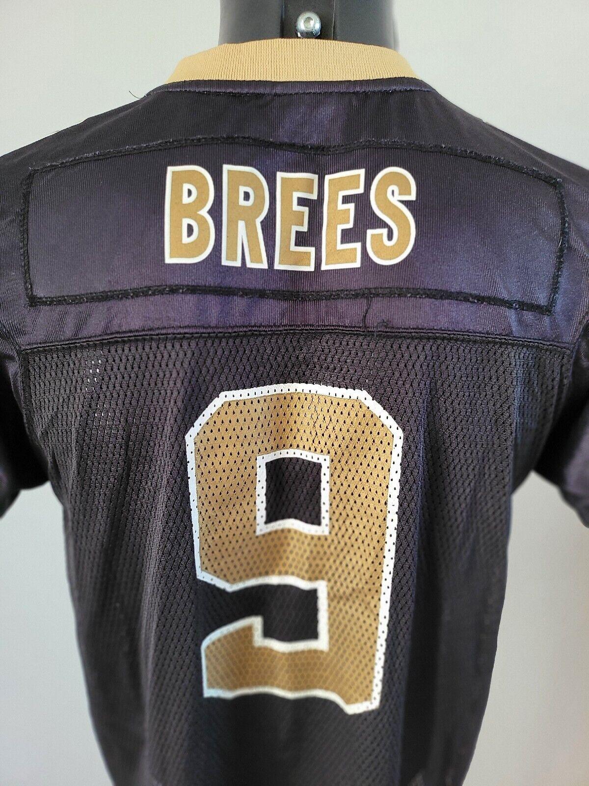 NFL New Orleans Drew Brees #9 Youth Large Reebok Jersey Shirt Brown-USASTARFASHION