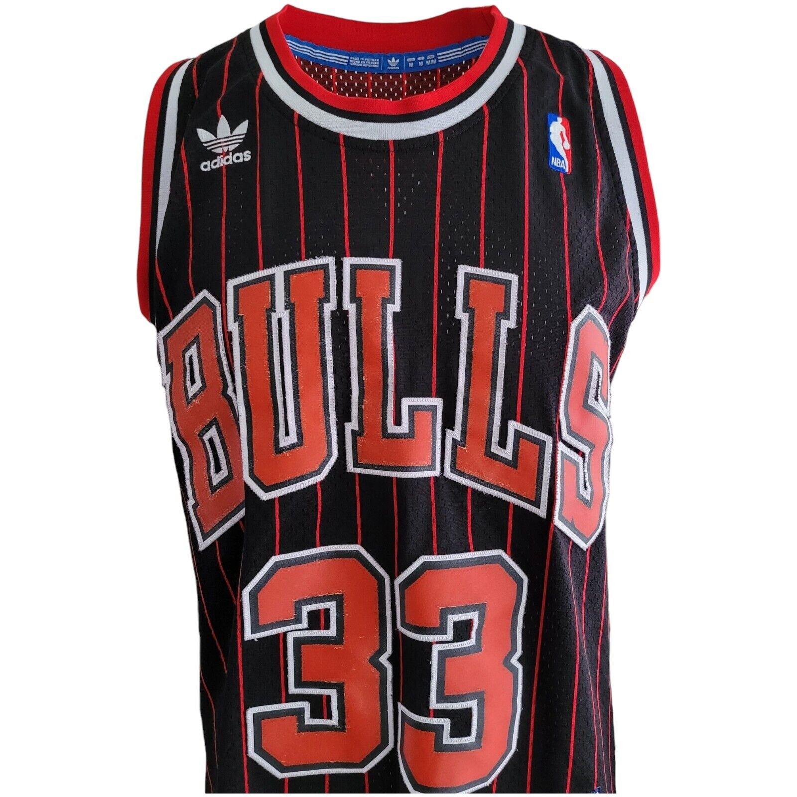 Chicago Bulls Scottie Pippen #33 Black & Red Pinstripe NBA Jersey Size M - BNWT-USASTARFASHION