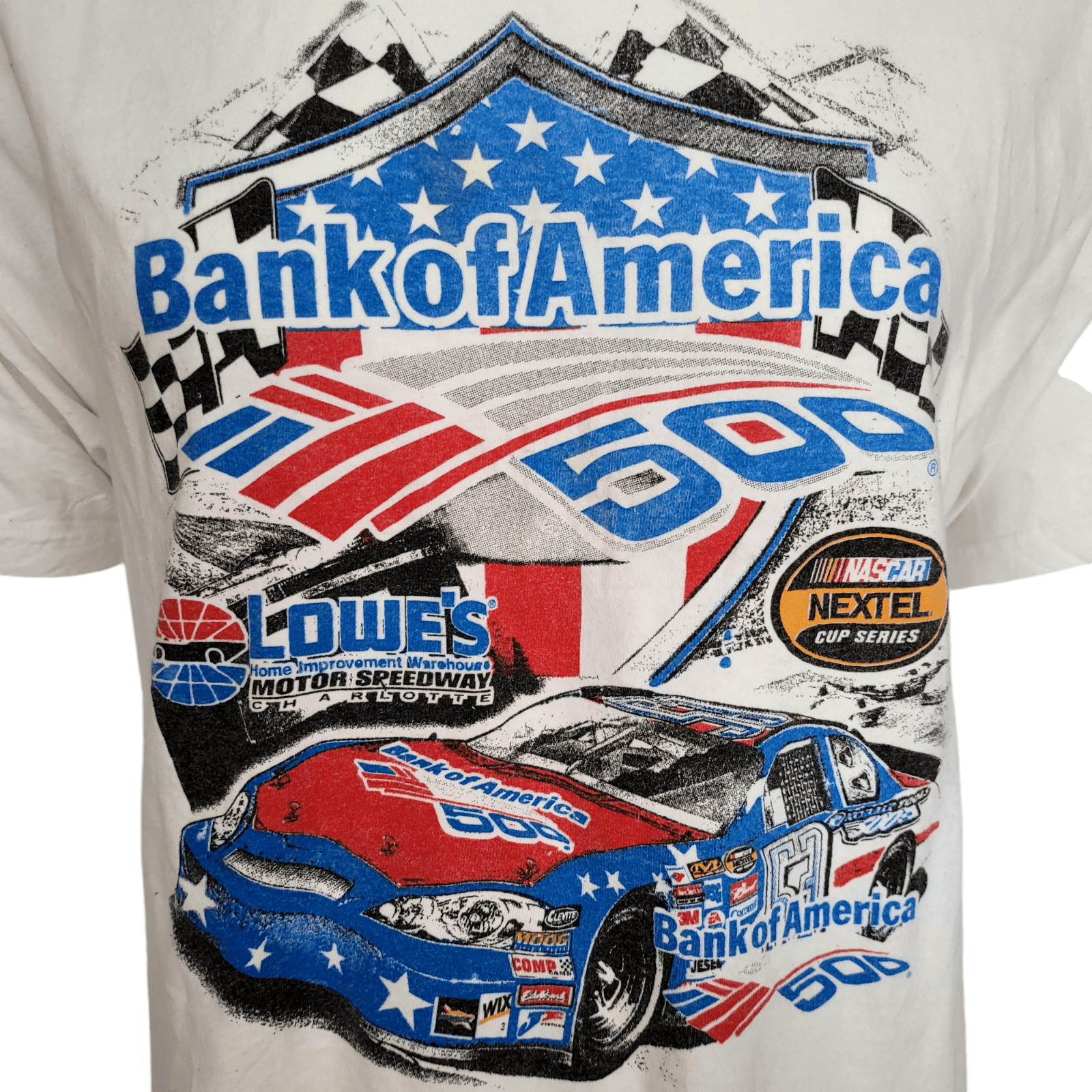 Bank of America 500 NASCAR 2007 T-Shirt XL Hanes White 100% Cotton