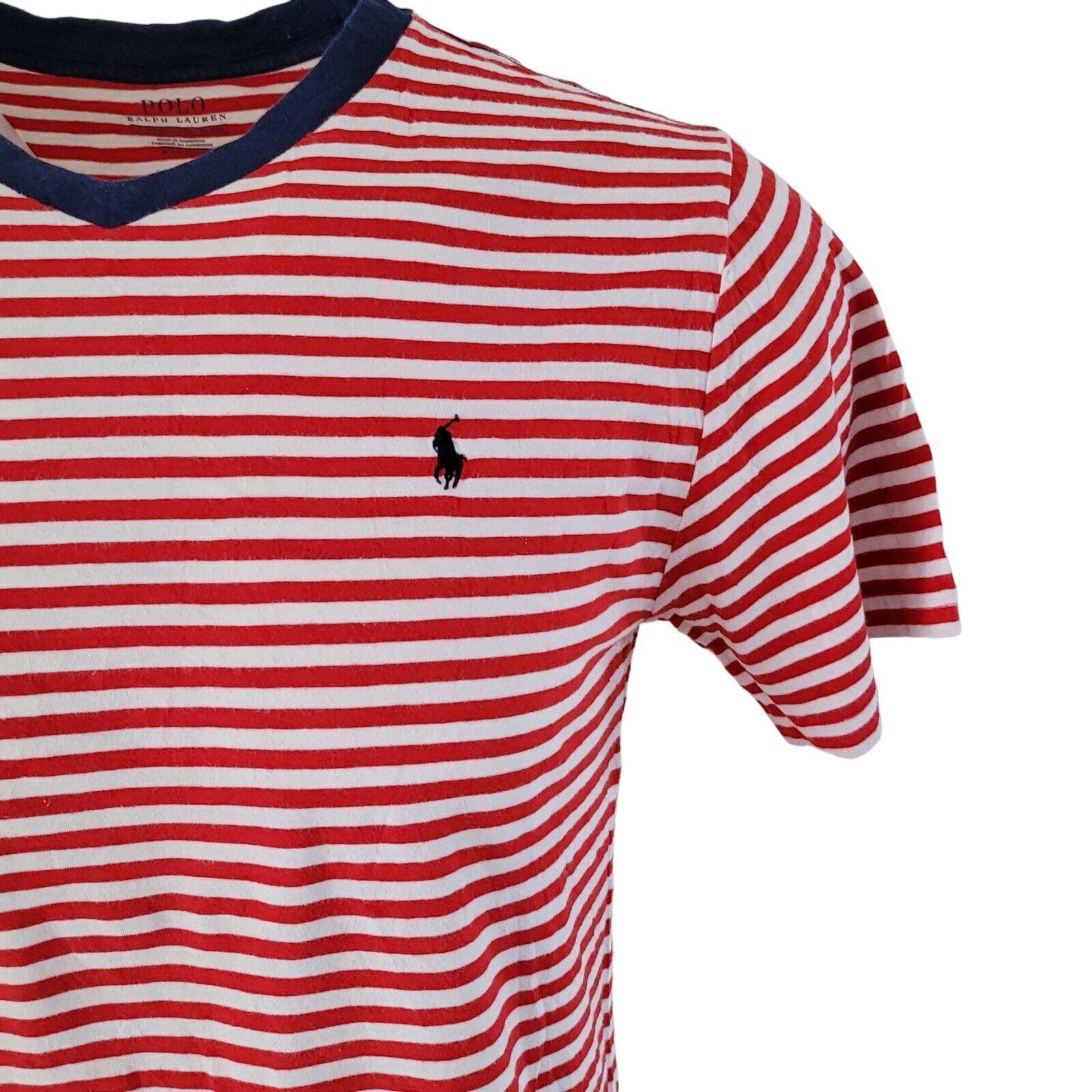 Polo Ralph Lauren Red Striped Cotton XL T-Shirt - Size XL (40" Chest)-USASTARFASHION