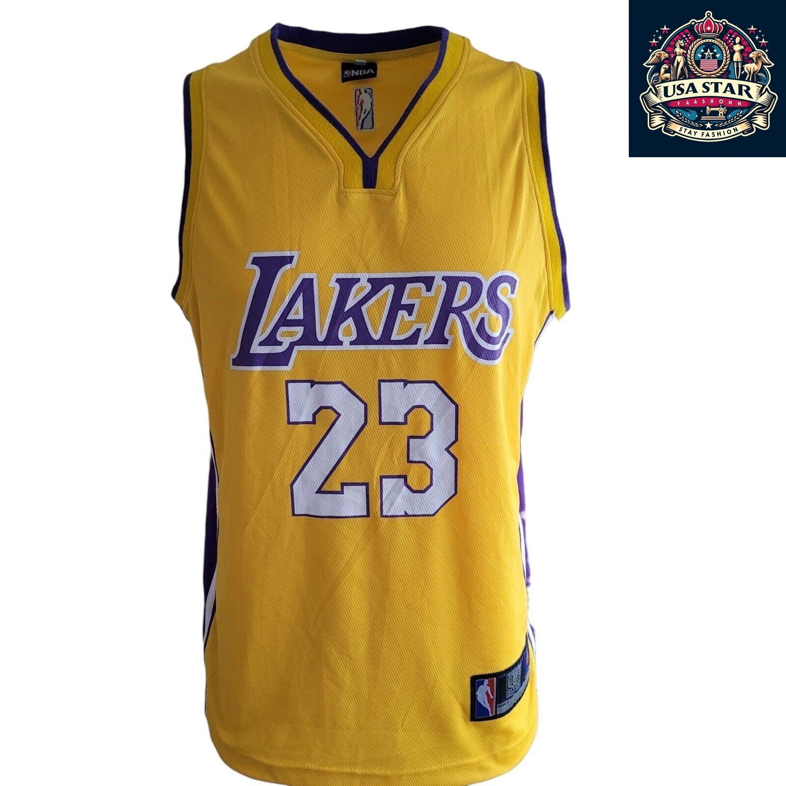 James 23 Basketball Vest - Lakers Youth 2XL Retro Crewneck in Vibrant Yellow for Young Fans - USASTARFASHION