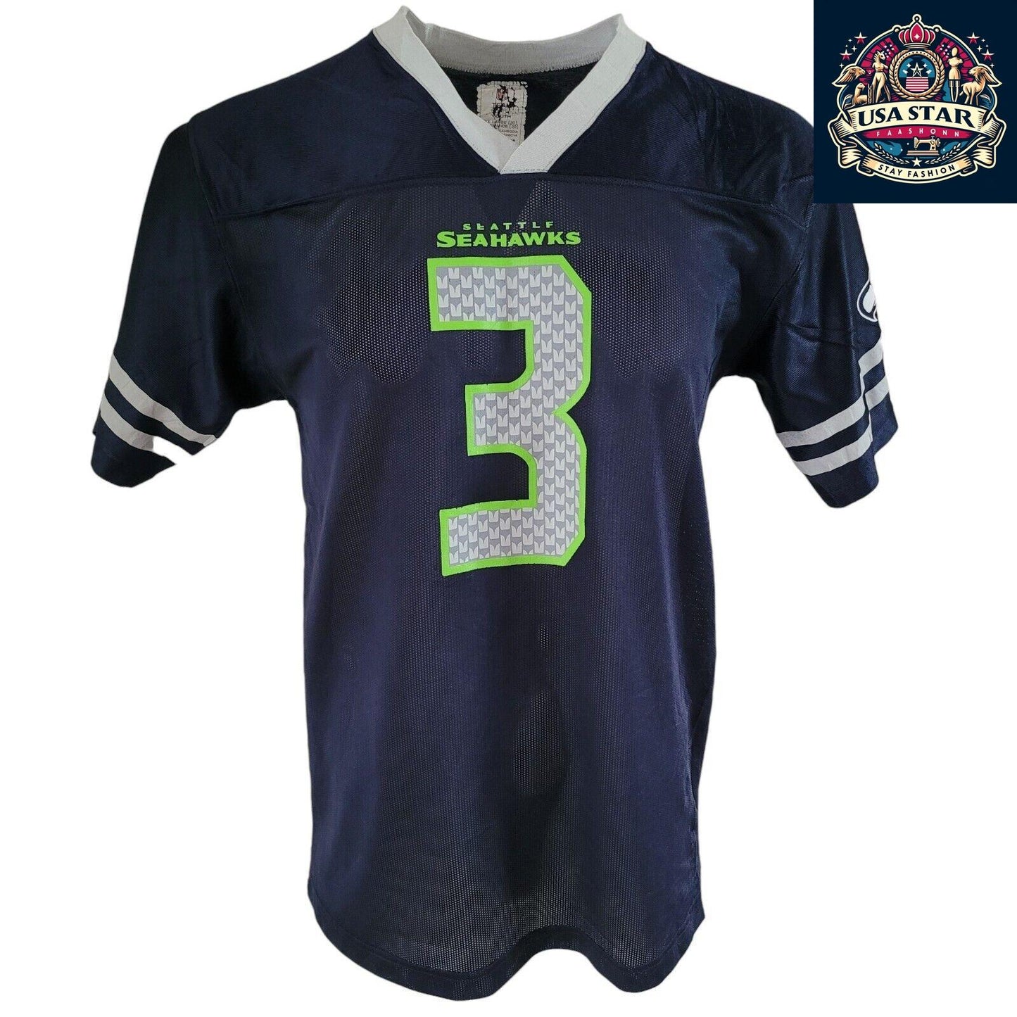 Seattle Seahawks Jersey #3 Russell Wilson Youth XXL (18-20) & Adult S - Official NFL Apparel - USASTARFASHION