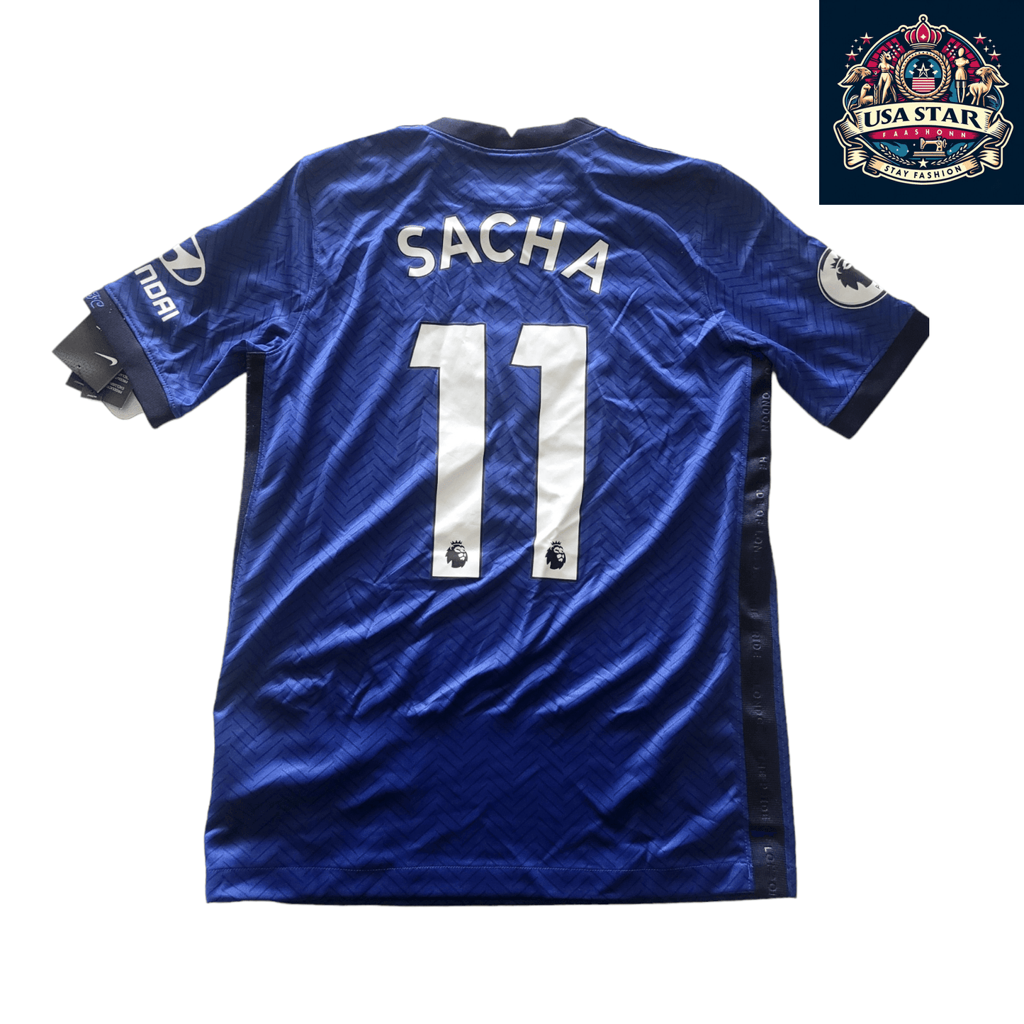 Nike Youth Soccer Jersey XL Blue Dri-FIT with Custom Name SACHA and Number 11 for Athletes - USASTARFASHION