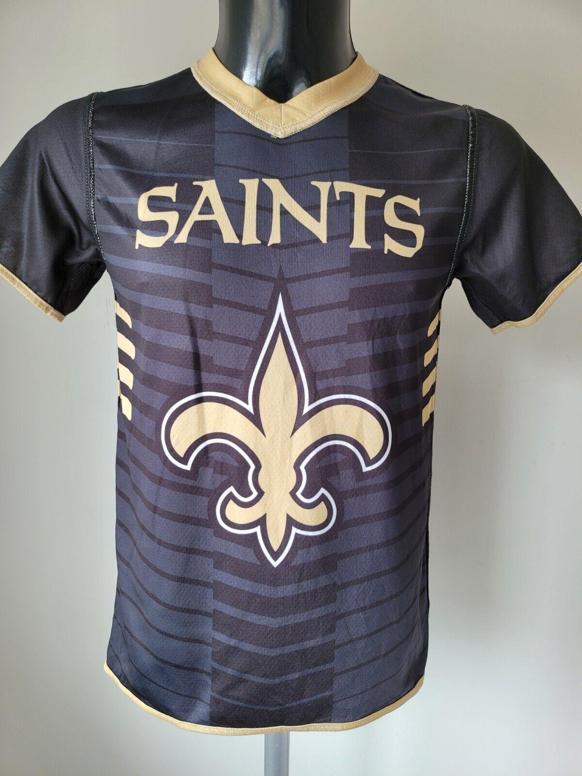 NFL New Orleans Saints Reversible T-Shirt Youth Large Black - 2 Looks in 1-USASTARFASHION