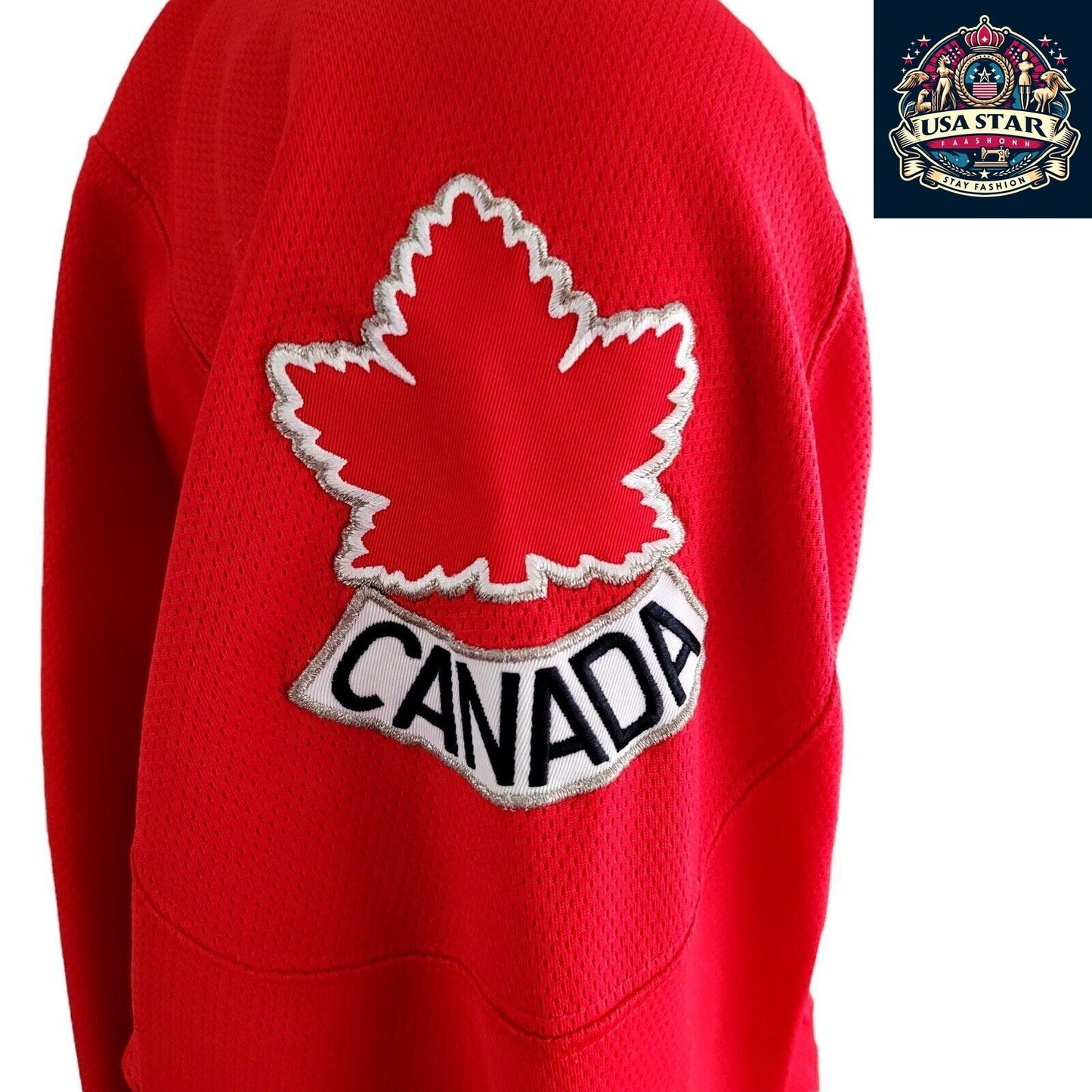 Signed Canada Hockey Jersey Adult XL with Unique Pink Eye Design - Lightweight Red Nike Authentic - USASTARFASHION