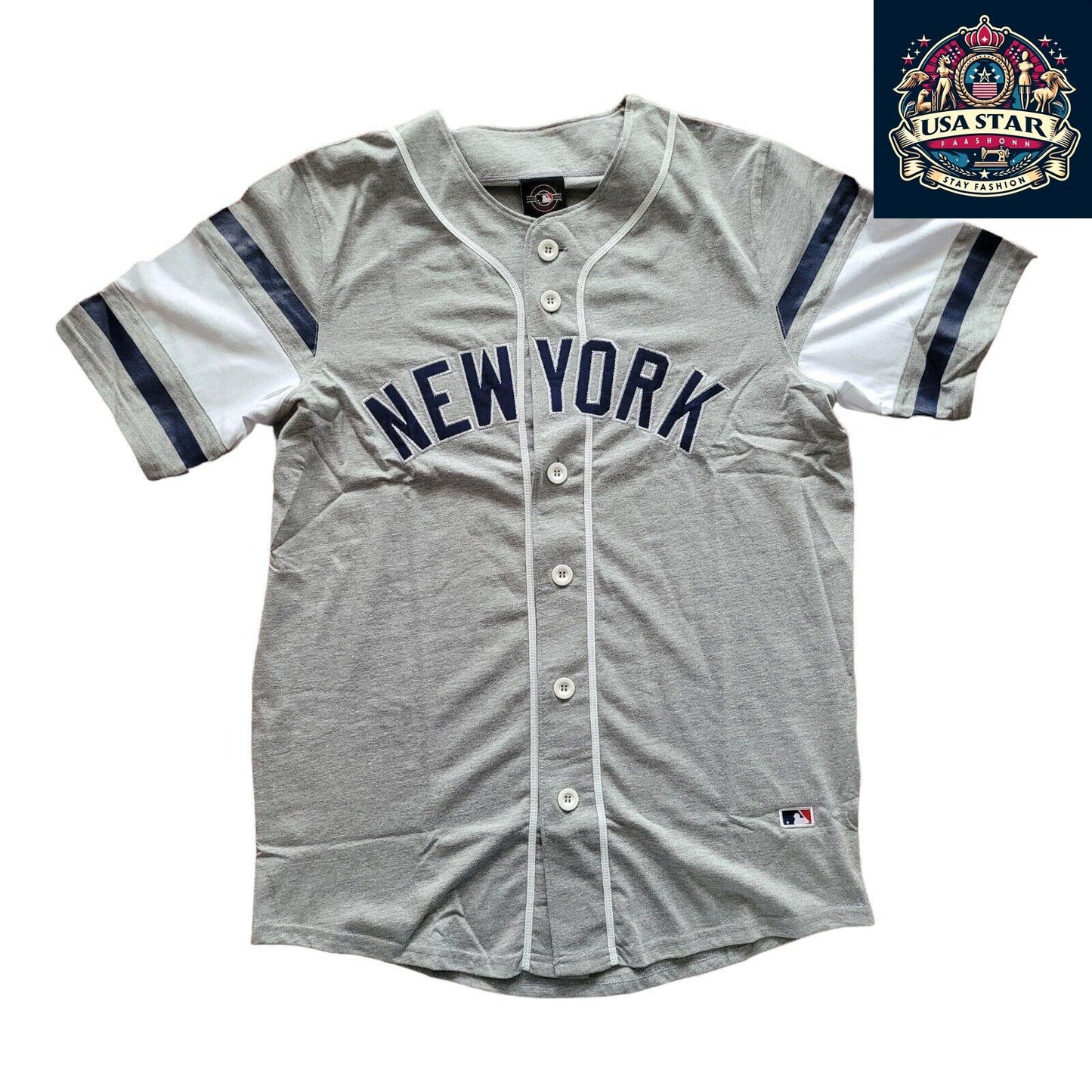 New York Yankees Jersey - Authentic Grey Fanatics Design, Large Size, Ideal for Game Day & Casual Wear - USASTARFASHION