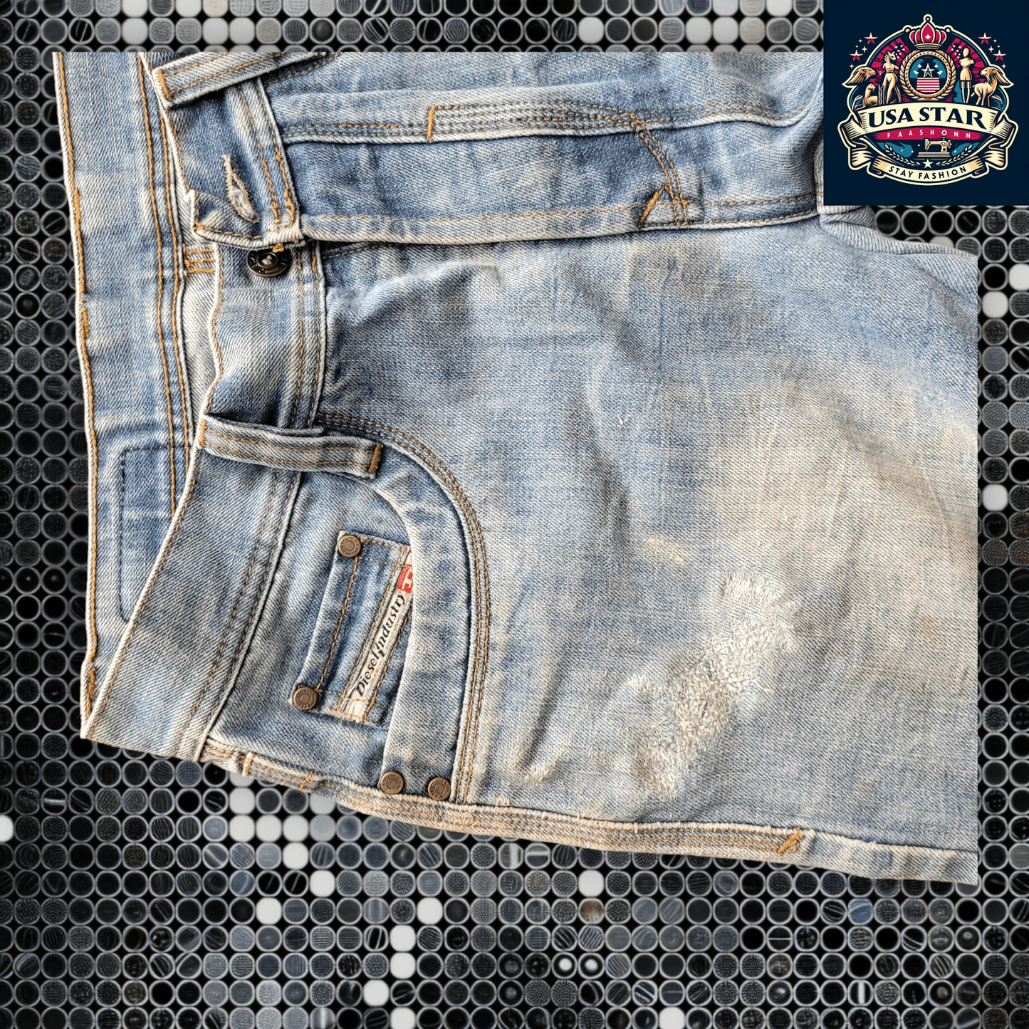 Diesel Denim Jorts - Men's Distressed 5-Pocket Shorts, Modern Fit, Comfortable Size W32 - USASTARFASHION