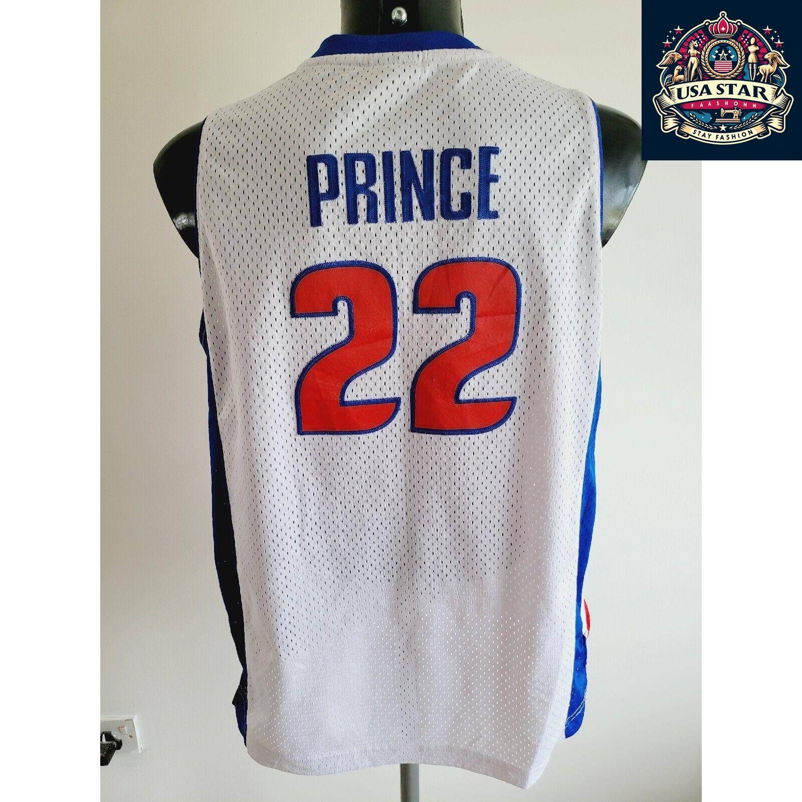 Adidas NBA Detroit Pistons #22 Tayshaun Prince Basketball Jersey Size XL White Vintage Style - USASTARFASHION