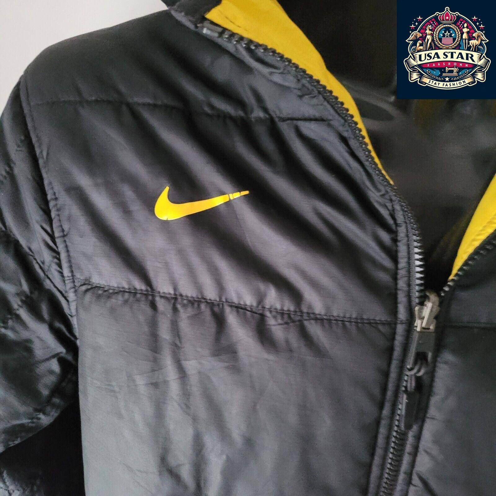 Nike FCB Barcelona Jacket Size M Black/Yellow Reversible Design for Versatile Styling - USASTARFASHION