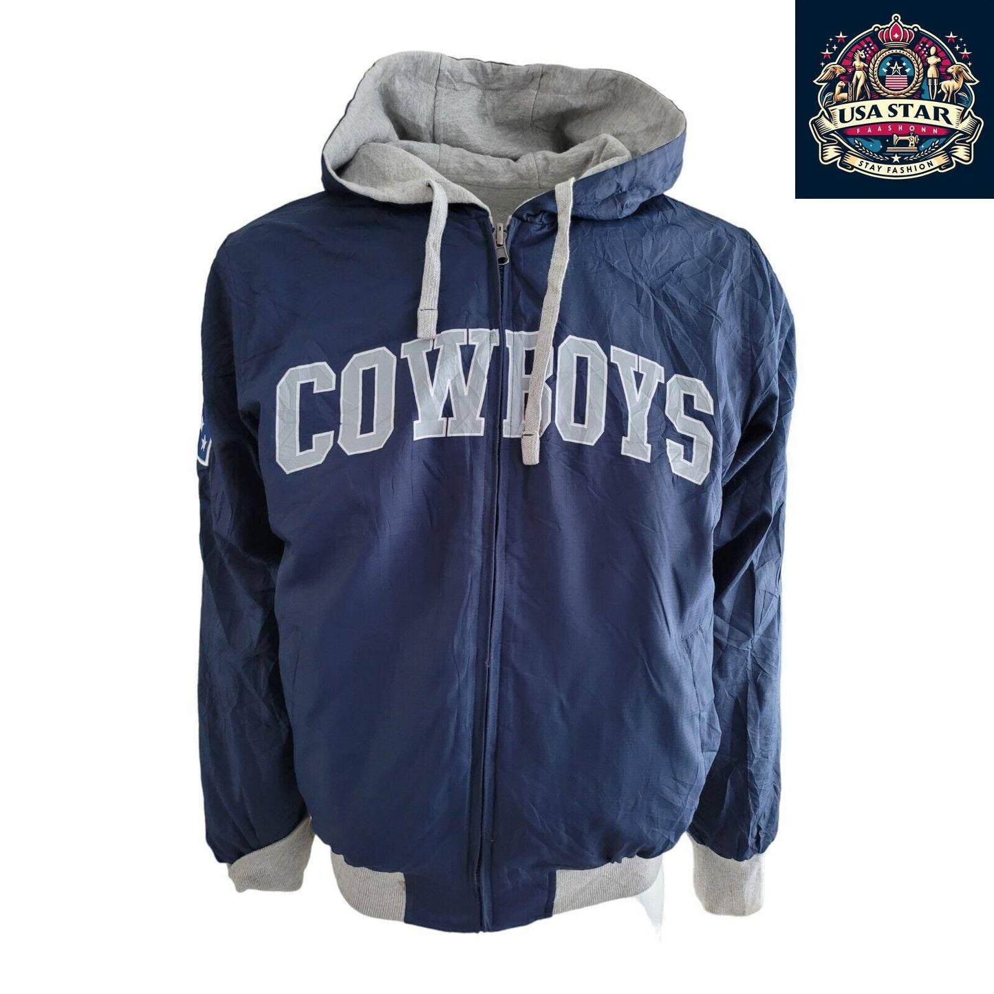 GIII Branded Dallas Cowboys Jacket for Men, Reversible, Hooded, Size L, Authentic Wear - USASTARFASHION