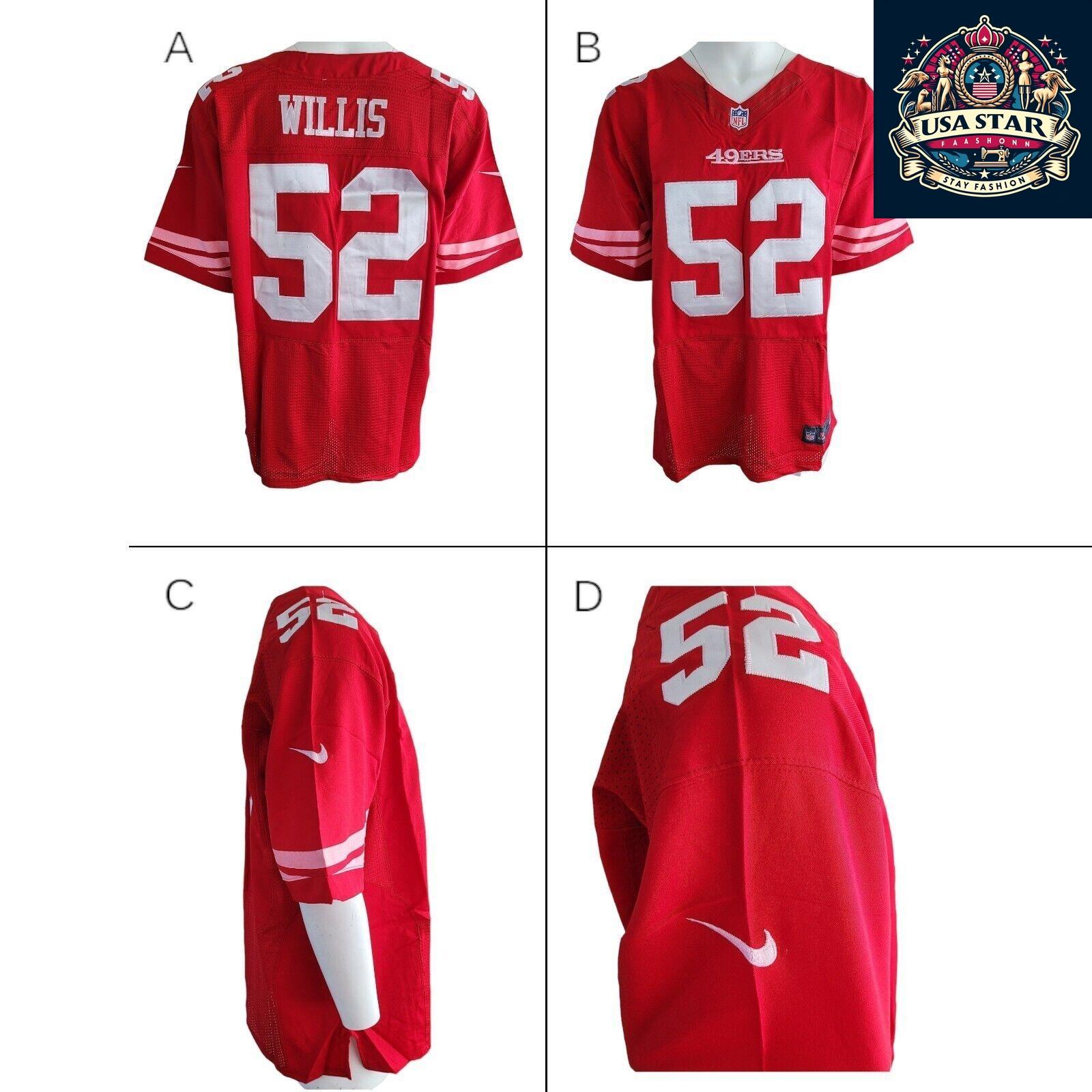 San Francisco 49ers Jersey - Officially Licensed Home Medium Player No. 52 Willis - 100% Polyester - USASTARFASHION