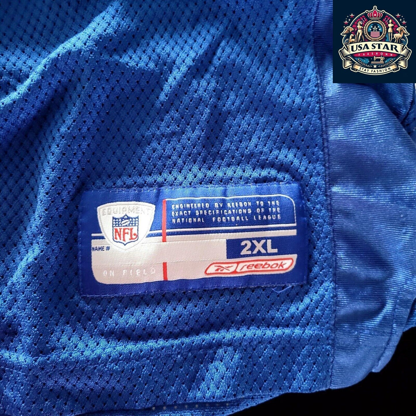 NFL New York Giants Reebok Jeremy Shockey #80 Jersey 2XL - Vintage Retro Blue with White Accents - USASTARFASHION