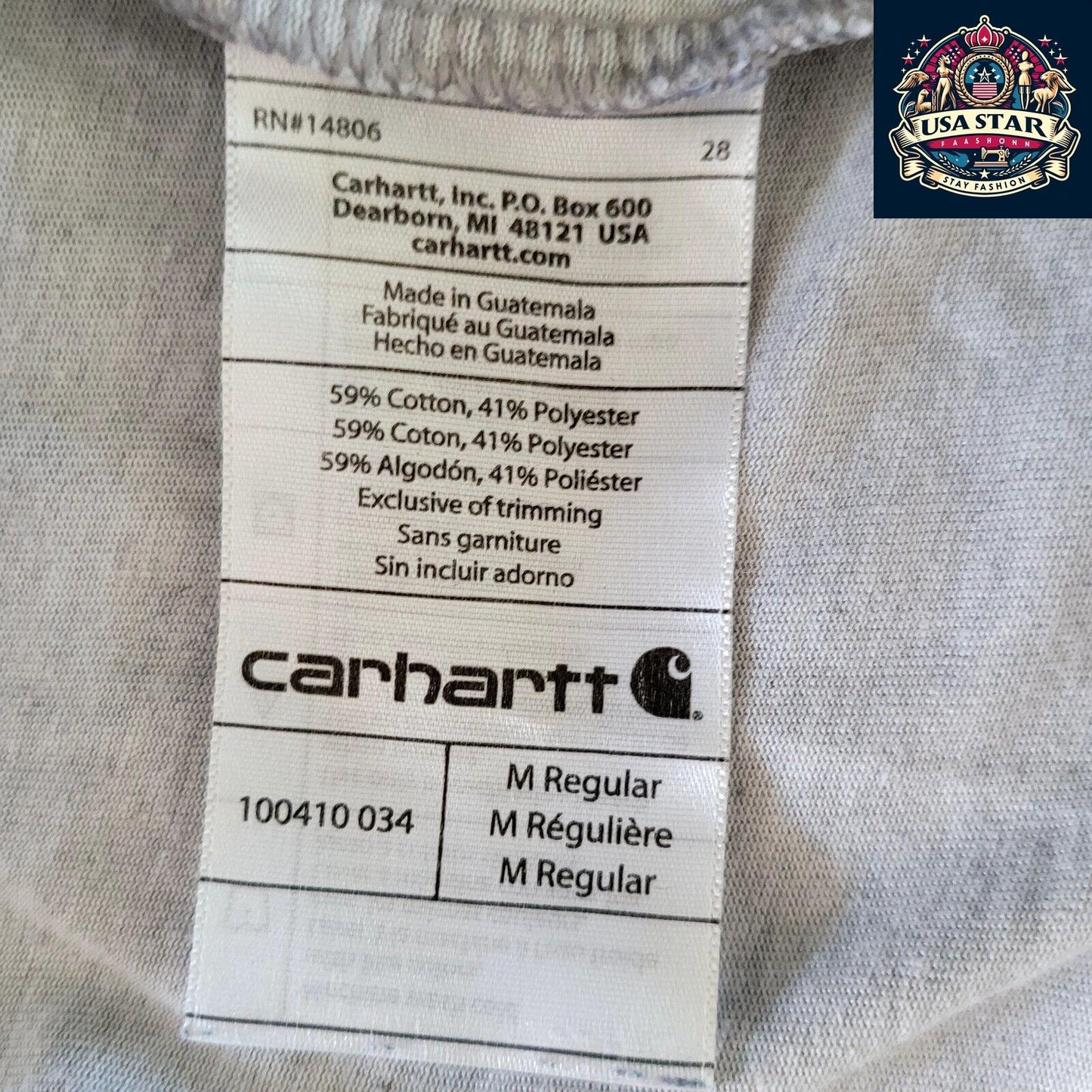 Carhartt Heather Gray Shirt | Relaxed Fit Crew Neck | 59% Cotton 41% Polyester | Size Medium - USASTARFASHION