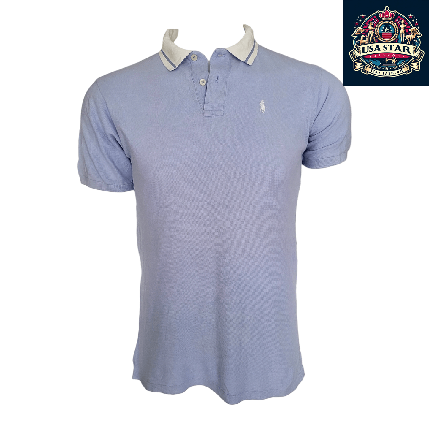 Polo Ralph Lauren Men's Polo Shirt - Classic Fit, Light Blue, 100% Cotton, Embroidered Logo, Size L - USASTARFASHION