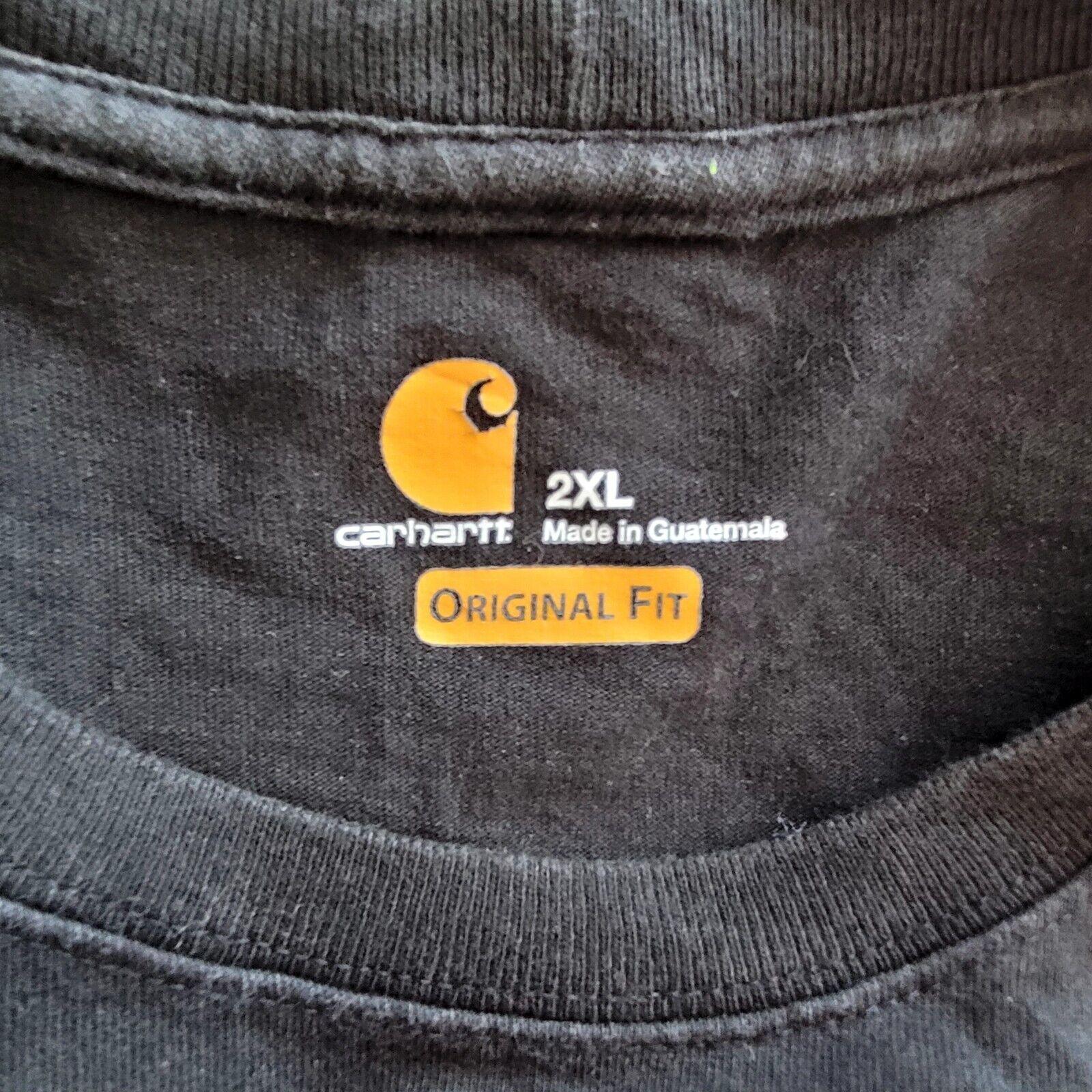 Vintage Carhartt 2XL Charcoal Black Logo T-Shirt | 100% Cotton Short Sleeve Tee-USASTARFASHION