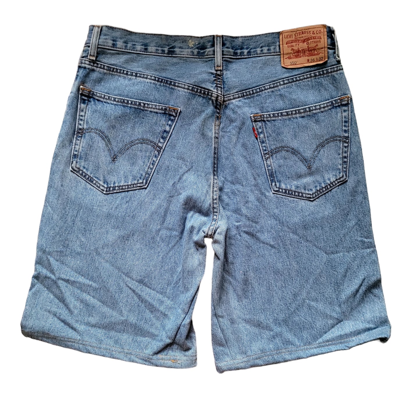 Levi's 550 Relaxed Fit Denim Shorts W36 - Classic Light Blue Jorts for Workwear-USASTARFASHION