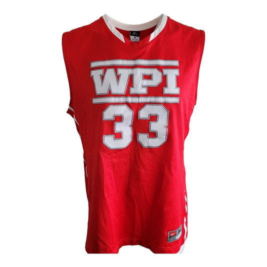 Vintage Nike WPI #33 XL Basketball Jersey in Red Polyester - Size XL - USASTARFASHION