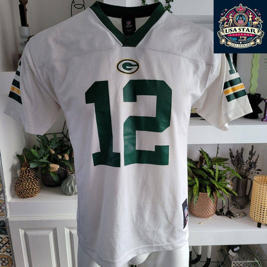 Green Bay Packers Youth Jersey Aaron Rodgers #12 Vintage XL in Green Yellow White - USASTARFASHION