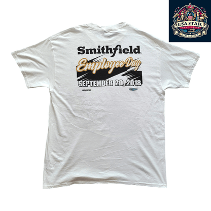 Smithfield Racing T-Shirt 2018 NASCAR Employee Day L 100% Cotton Stewart-Haas Racing Design - USASTARFASHION